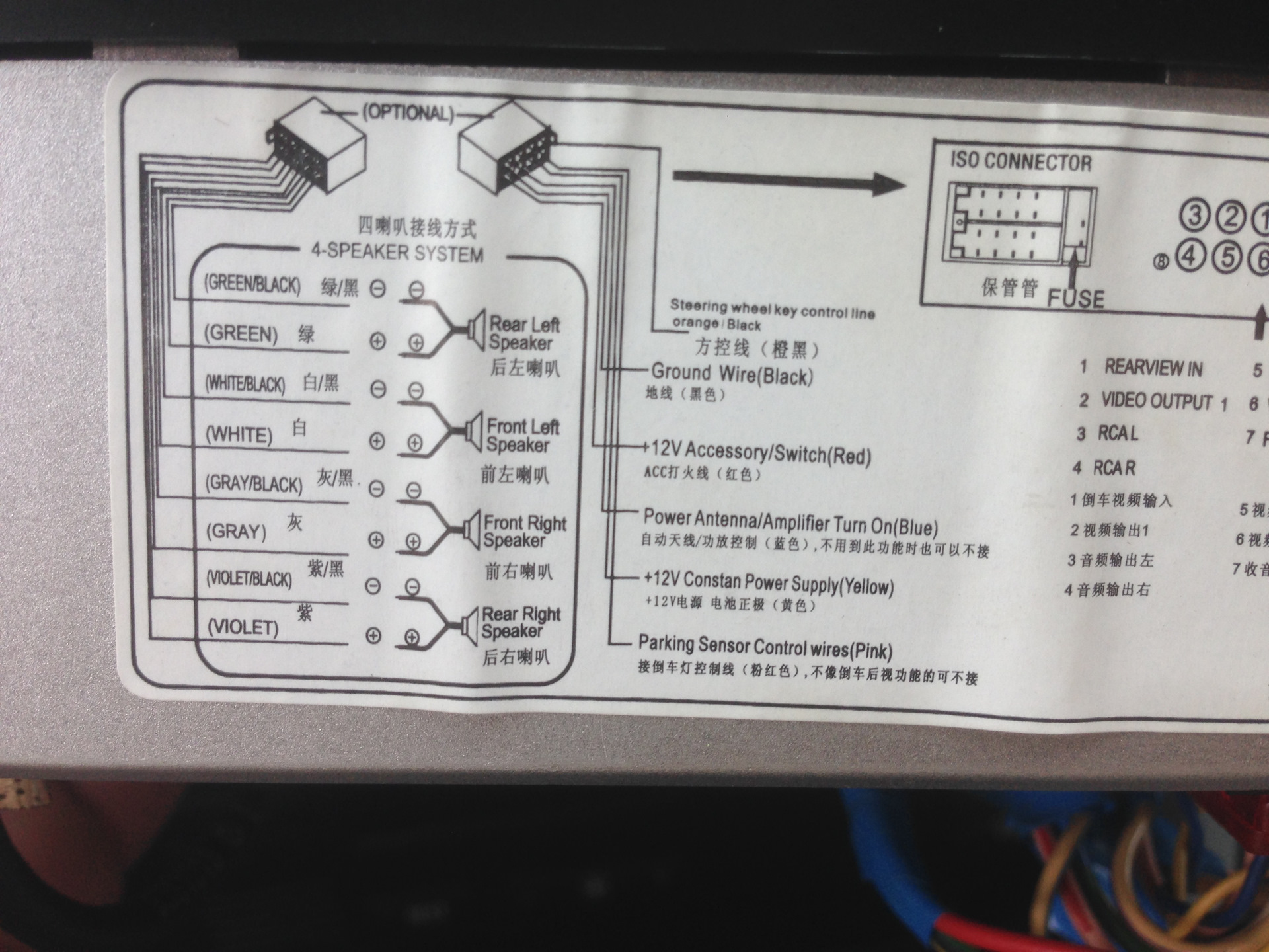 Parking sensor control wires. Parking sensor control wires