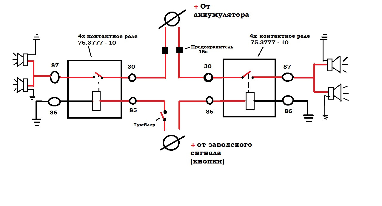 Схема подключения волжских сигналов