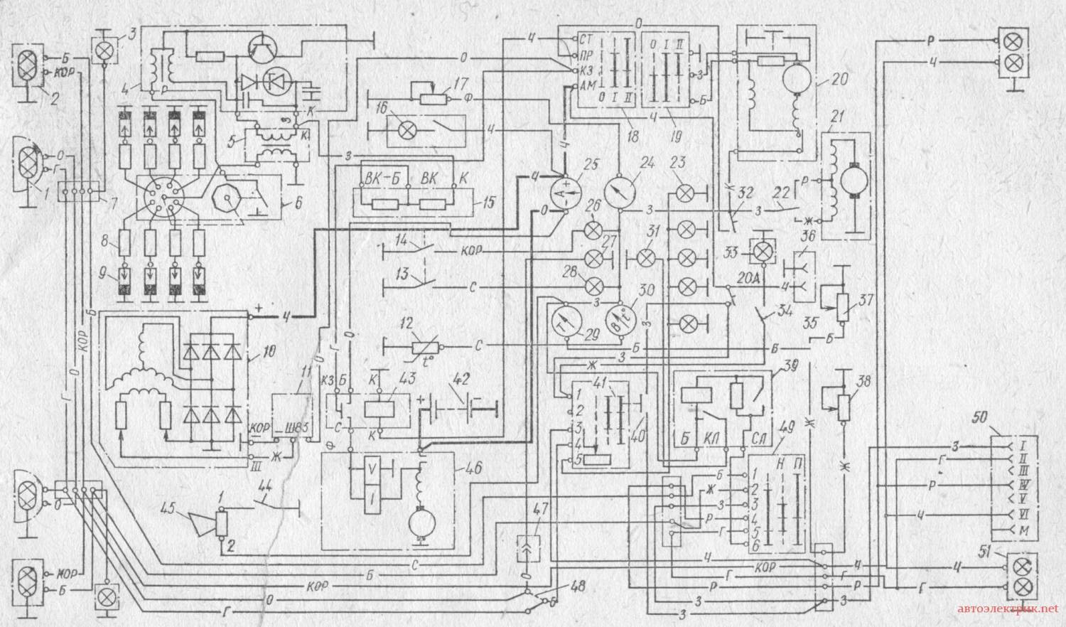 Электрическая схема газ 53 с электронным зажиганием