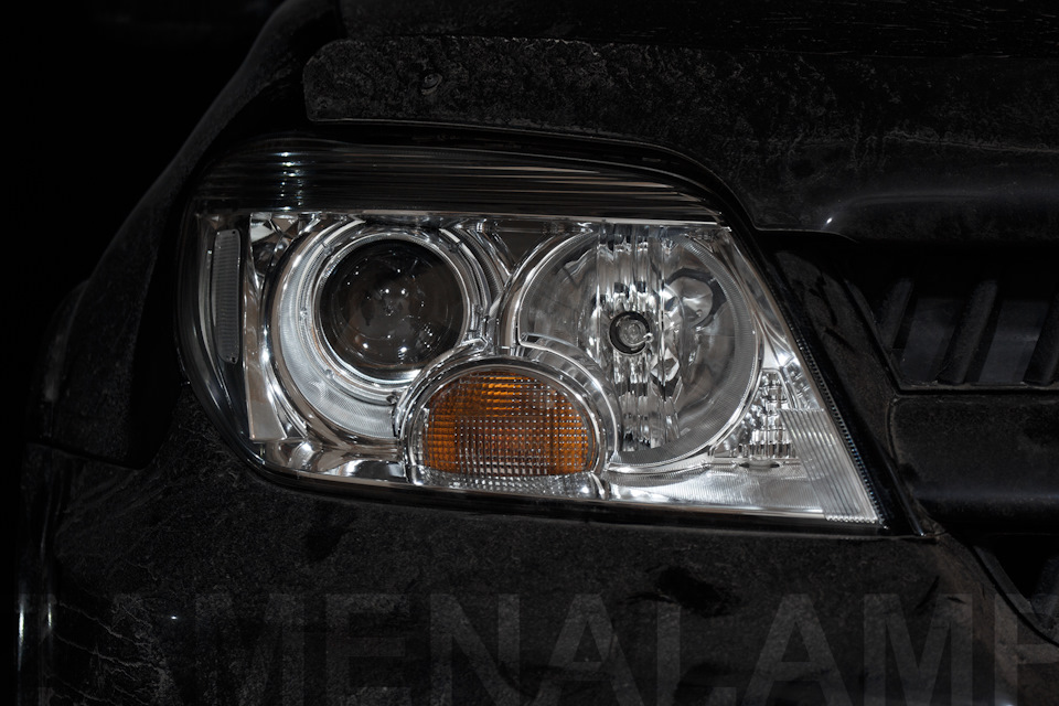 MITSUBISHI OUTLANDER замена штатных линз на биксеноновые 3.0 дюйма ...