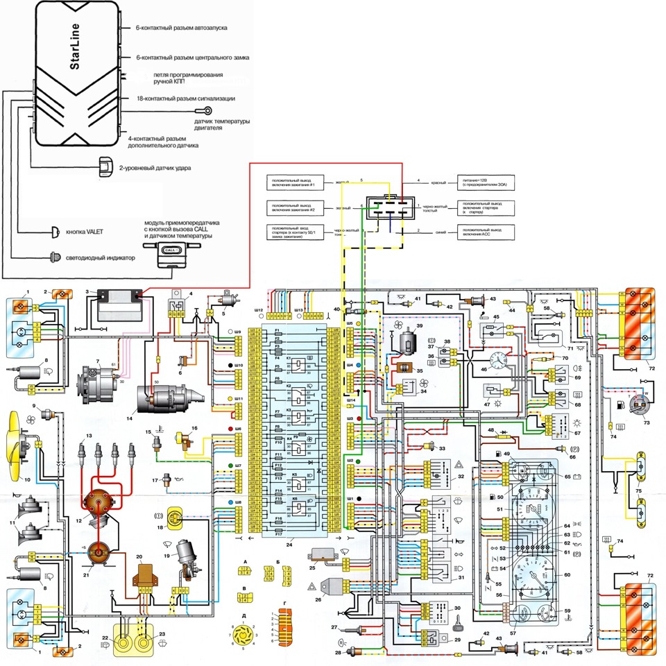 Схема подключения старлайн b92