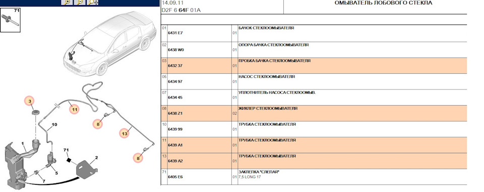 Не работает омыватель пежо 407
