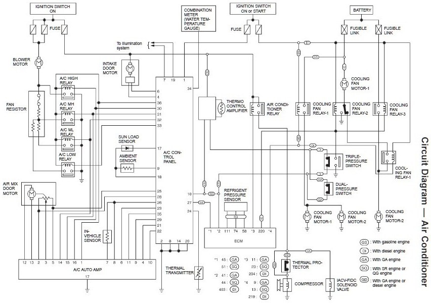 Схема кондиционера ниссан примера р11