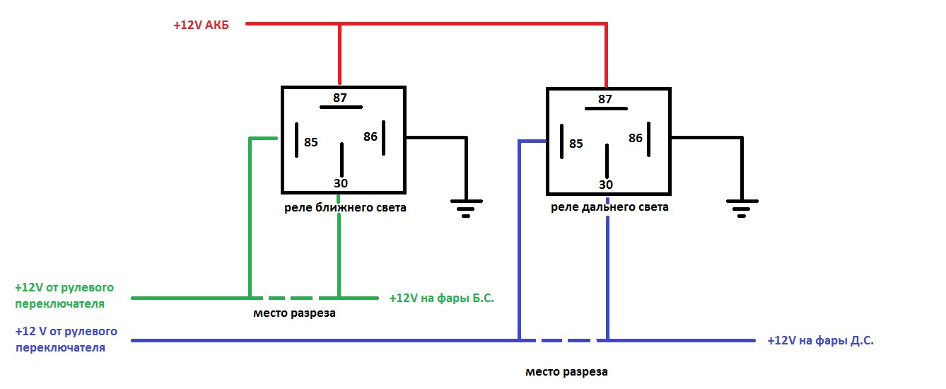 Реле света фар. Схема реле разгрузки. Доп реле на фары Ланос. Схема подключения разгрузочного реле на фары.