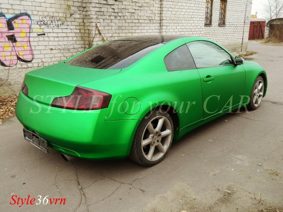 green Matt chrome — Infiniti G35 Coupe, 3,5 л, 2003 года стайлинг