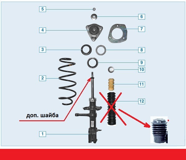 Схема заднего амортизатора лада гранта