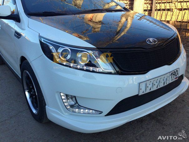 Фары Kia Rio 3 с дневными ходовыми огнями, черные, с корректором D2S/H7 ...