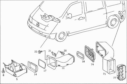 Как снять панель вито 638 Прикупил прокладку воздуховода A0008312898 - Mercedes-Benz V-Class (W638), 2,3 л