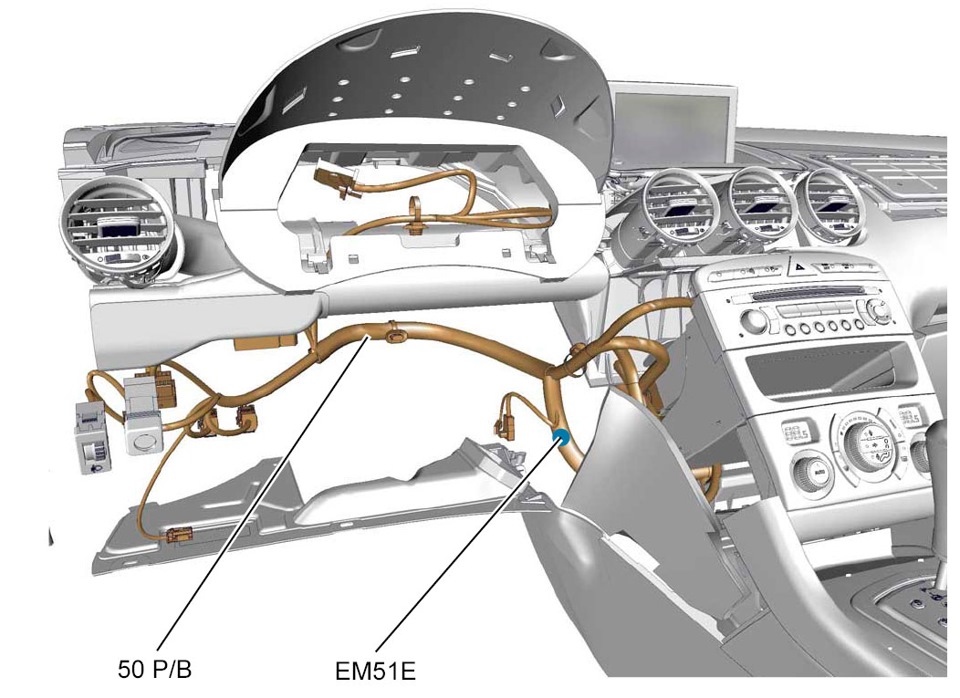 Точка подключения земли — Peugeot 308 (1G)