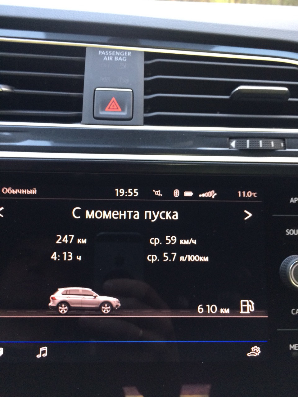 Средний расход — Volkswagen Tiguan (2G), 2 л, 2018 года | обкатка | DRIVE2