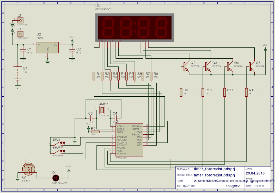 Таймер для фоторезиста At90s2313 — DRIVE2