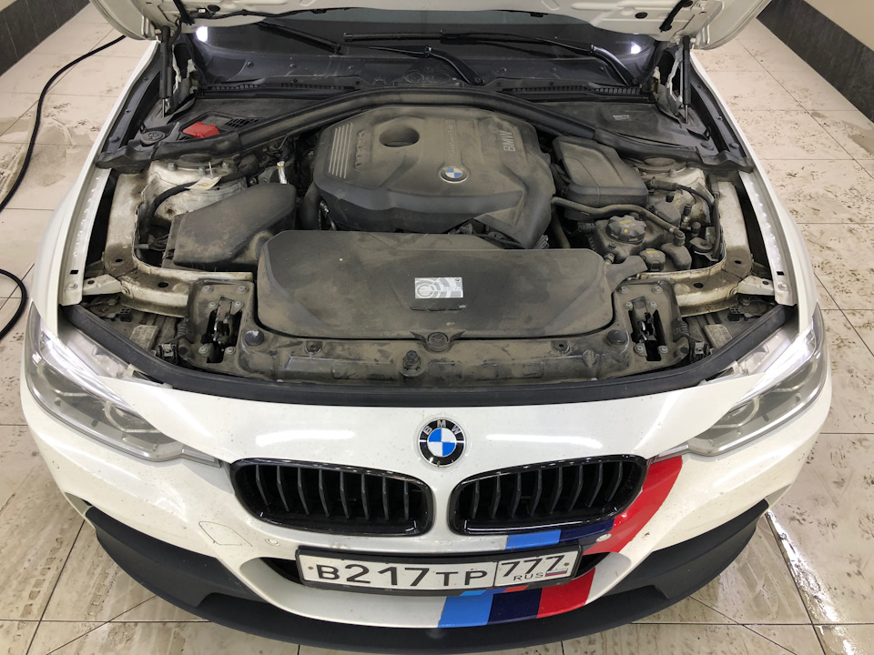 №18 — Мойка двигателя BMW F30 + химчистка ворса у водителя — BMW 3 series, 2.0 л., 2016 года на DRIVE2
