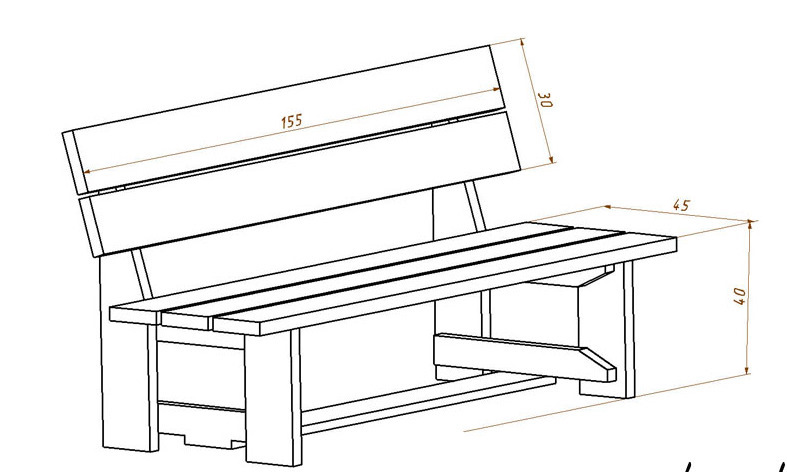 Сделать скамейку своими руками из дерева со спинкой поэтапно чертежи