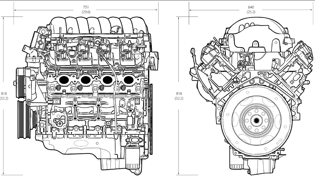 Чертеж блока цилиндров v8