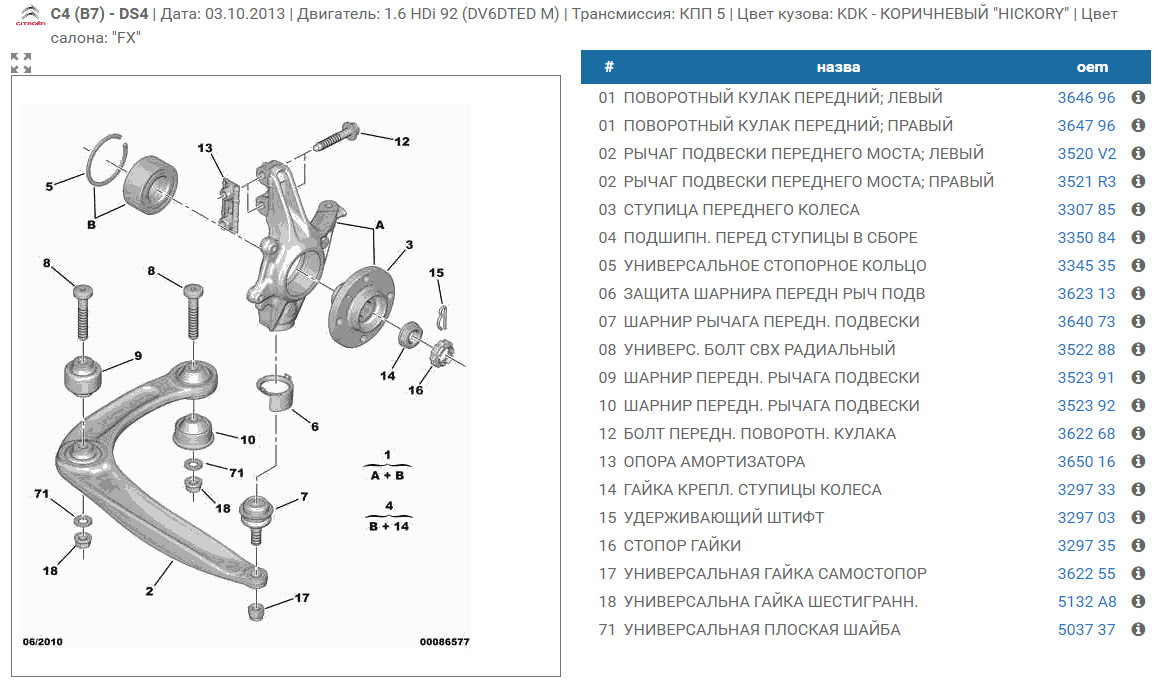 Схема подвески ситроен с4