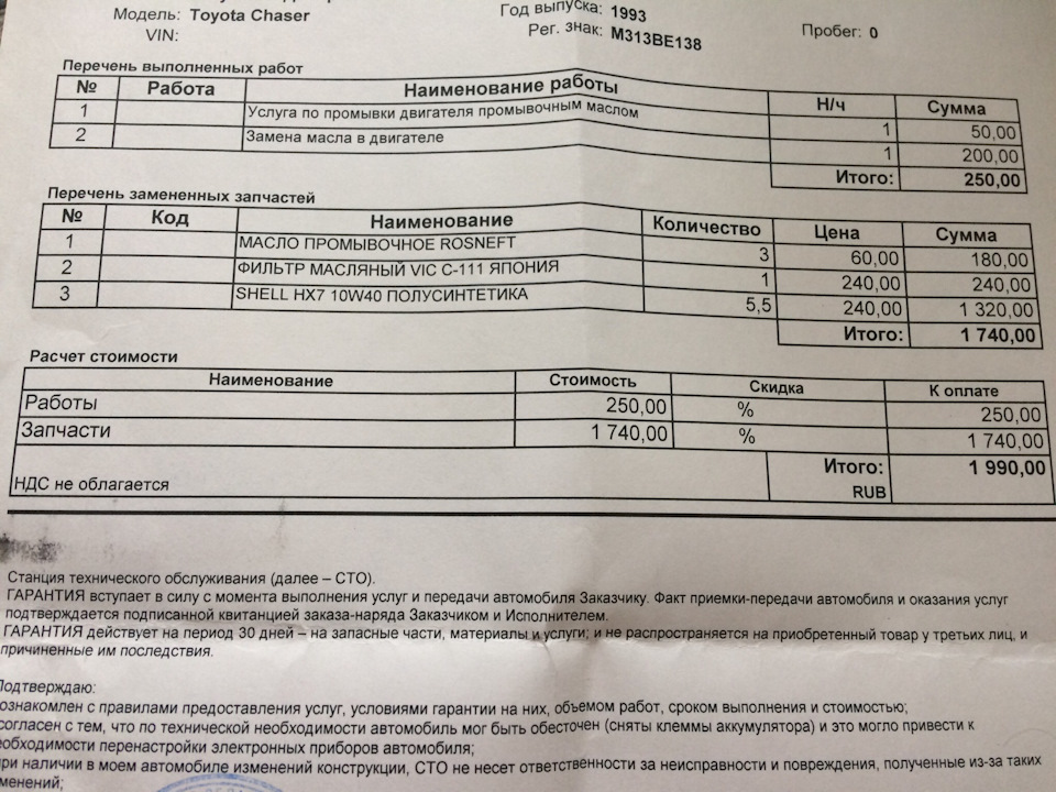 Заменил масло в двигателе — Toyota Chaser (90), 2,5 л, 1993 года ...