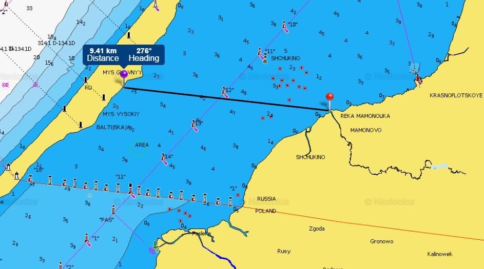 Карта калининградского залива с глубинами
