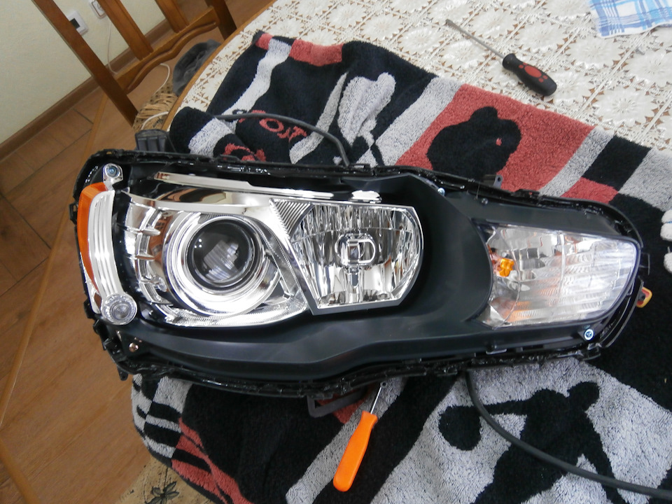 Доработка китайских эво фар — Mitsubishi Lancer X, 1,8 л, 2012 года ...