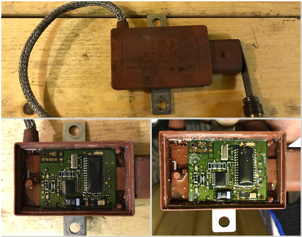 Не стал паять по месту — снять датчик дело 5 минут, на фото вскрыт/разобран и пропаян — можно пихать назад в авто. — Audi Allroad (C5)