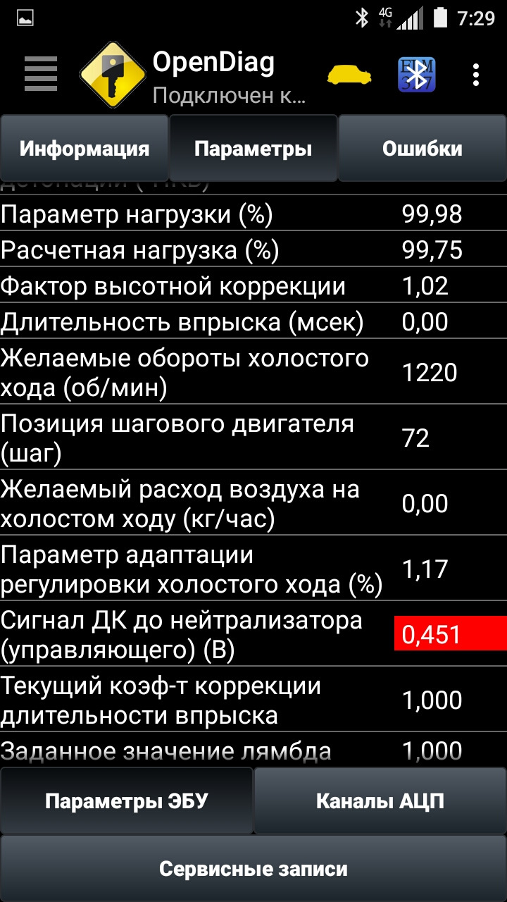 Параметр адаптации демпфера в диапазоне 1 приора