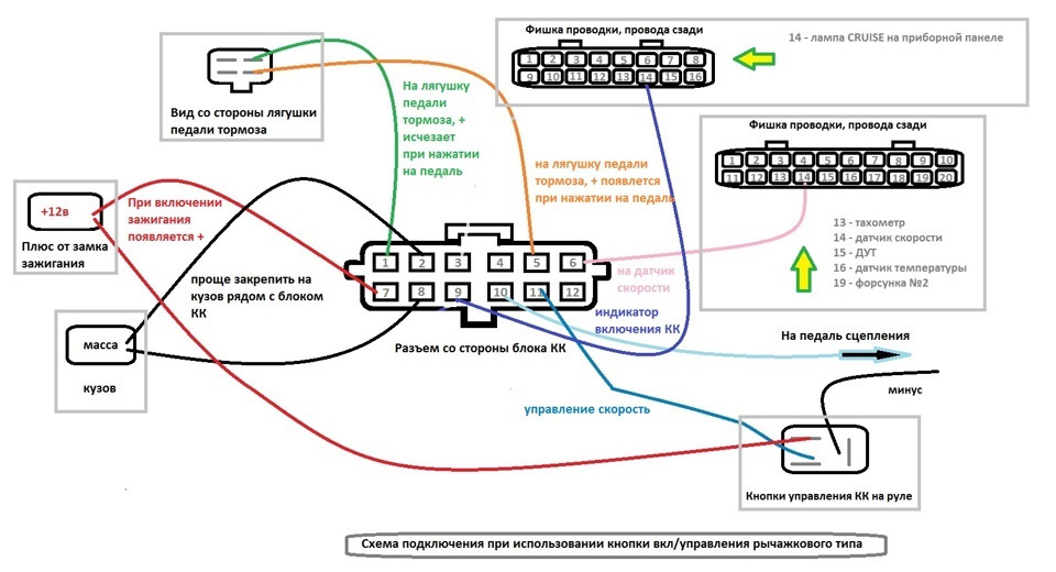 Схема подключения круиз контроля
