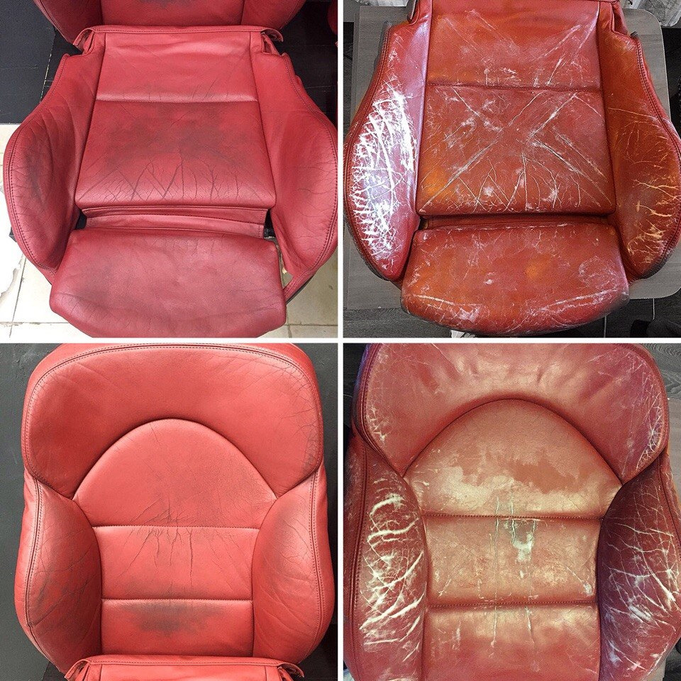 Реставрация кожаного. Восстановление кожаных сидений. Покраска кожаных сидений. Перекраска кожаного салона. Краска для кожи авто сдение.