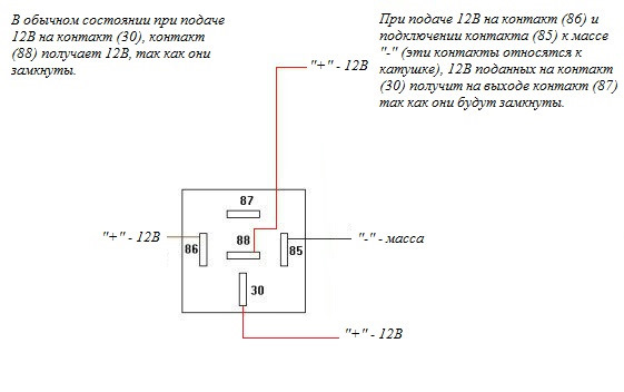 Схема подключения противотуманок 5 контактное реле