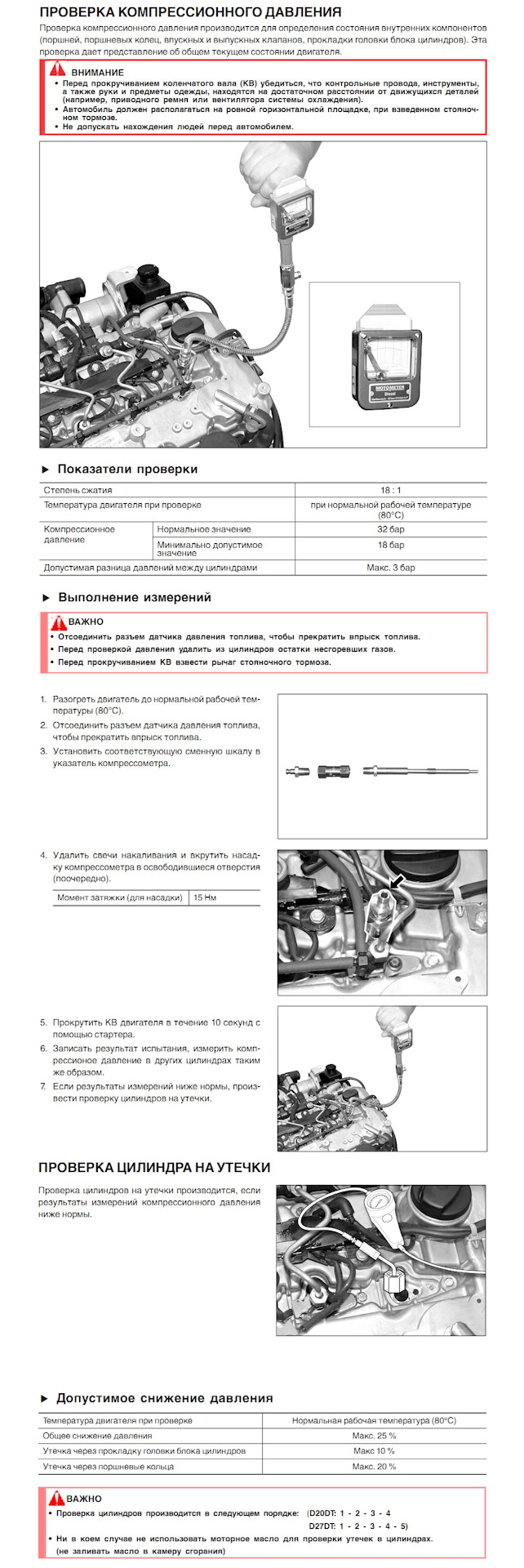 проверка компрессионного давления 