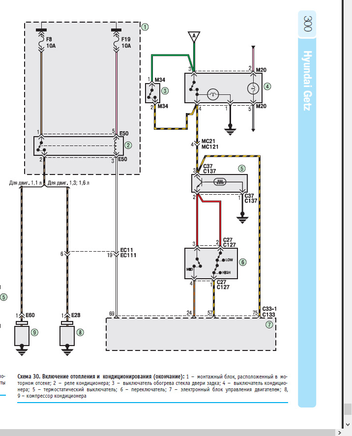 Схема кондиционера акцент тагаз