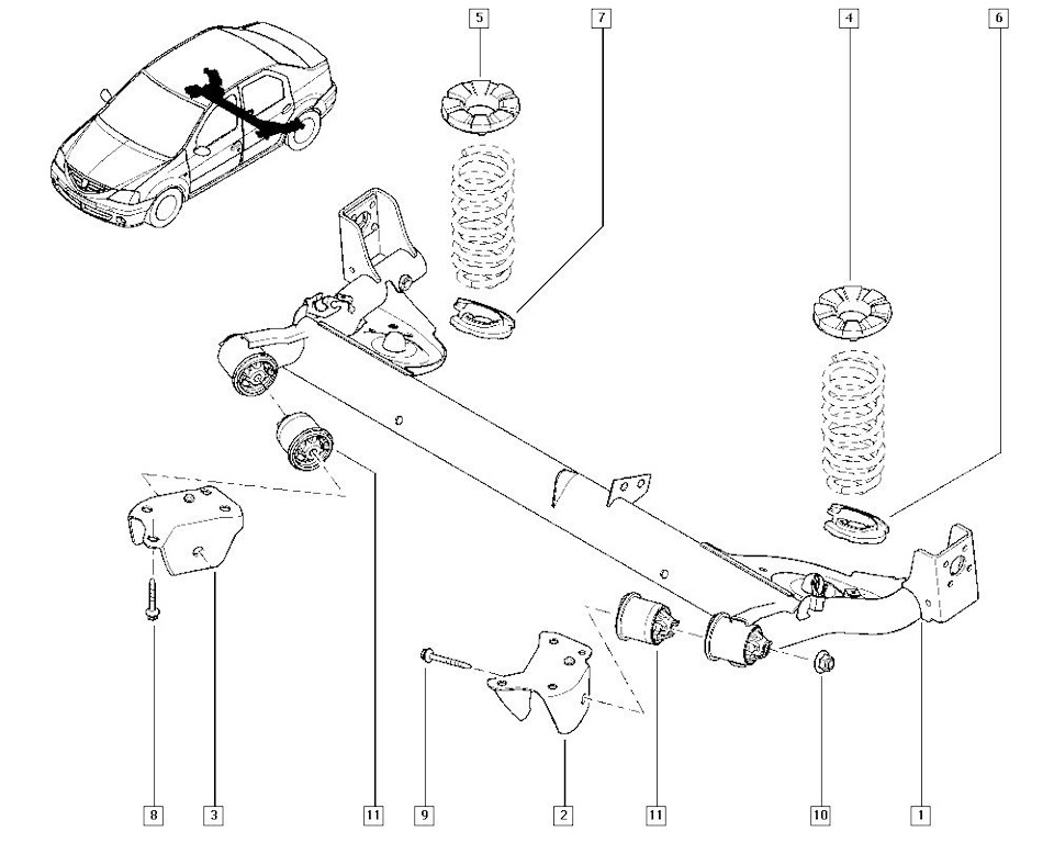 Схема задняя подвеска рено логан схема