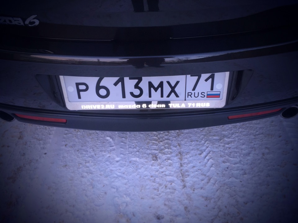 Светящаяся рамка гос. номера — Mazda 6 (2G) GH, 1,8 л, 2009 года ...
