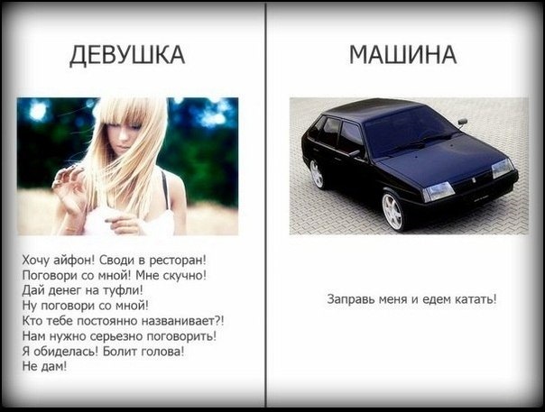 Песни хочу авто. Сравнение девушек итмашин. Сходство машины и девушки. Машина лучше девушки. Девушка в машине Мем.
