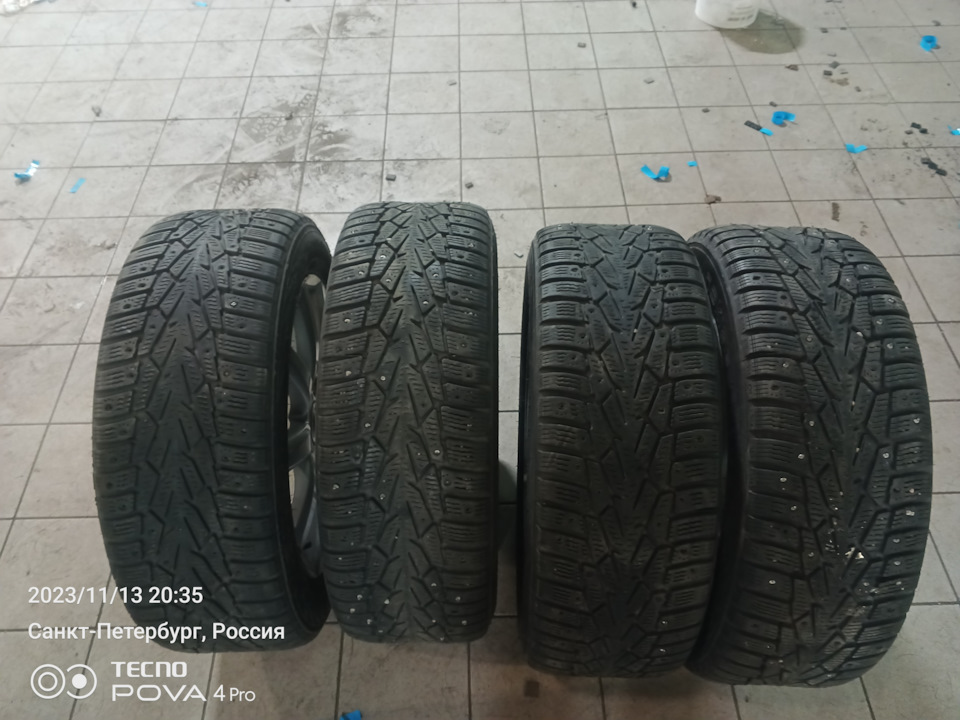 Шины зимние шипованные Nokian 205/55 R16, литые диски Ronal 6,5Jx16 ...