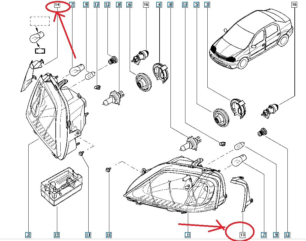 Рено логан схема фар