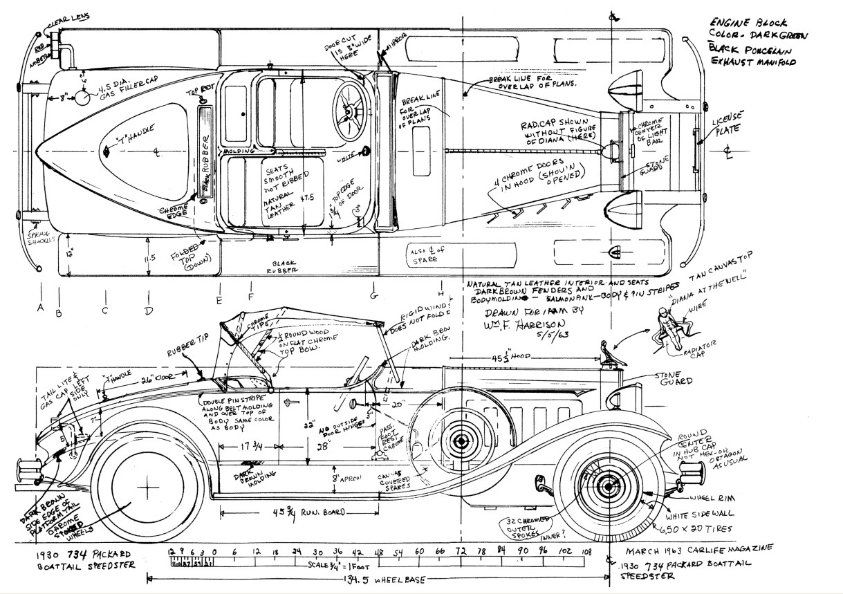 Чертежи старинных автомобилей