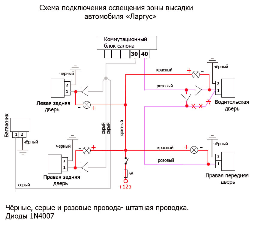 Схема освещения ларгус