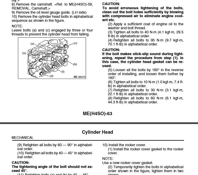 Порядок затяжки гбц субару Кто точно знает схему затяжки ГБЦ на наших EJ253? - Subaru Outback (BR), 2,5 л, 