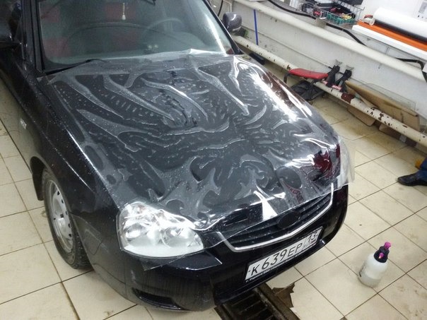 антигравийная(бронепленка) на капот — Lada Приора хэтчбек, 1,6 л, 2013 ...