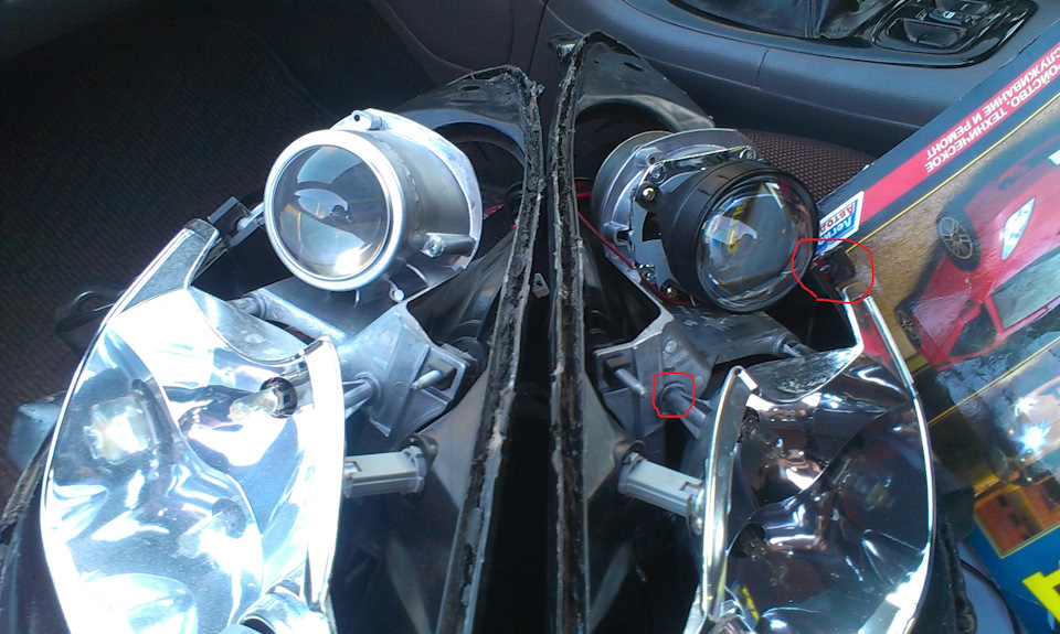 Установка в фары биксеноновые линзы. — Toyota Celica (230), 1,8 л, 2001 ...