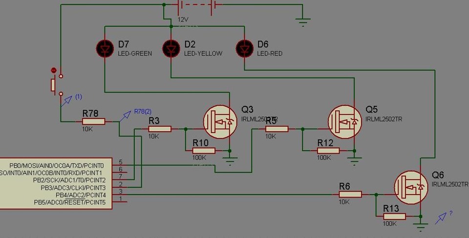 Лампа настроения на attiny13 схема