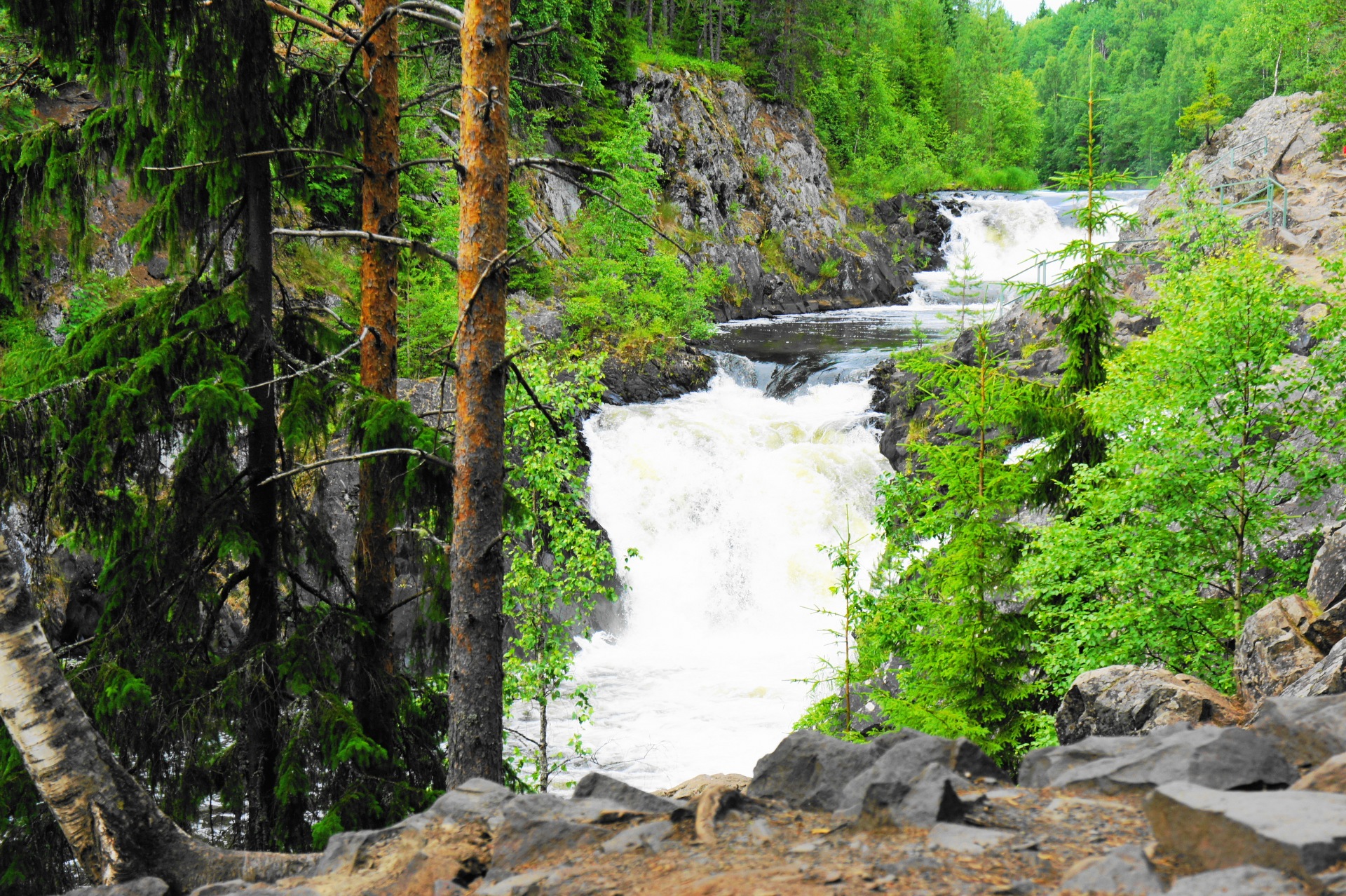 Красивые места в Карелии водопад Кивач