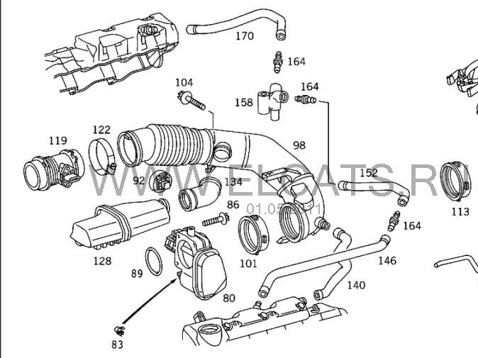 чистка вентиляции картерныx газов — MercedesBenz Eclass (W210), 3,2 л