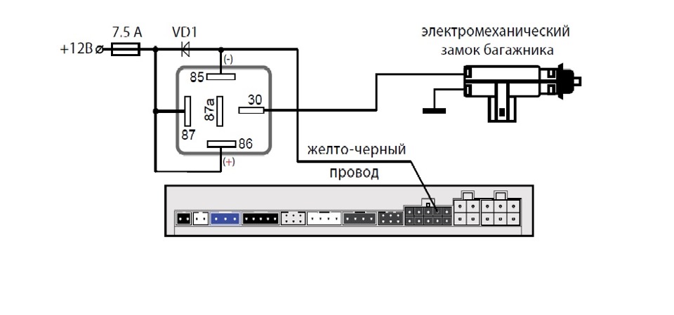 Схема электропривода багажника