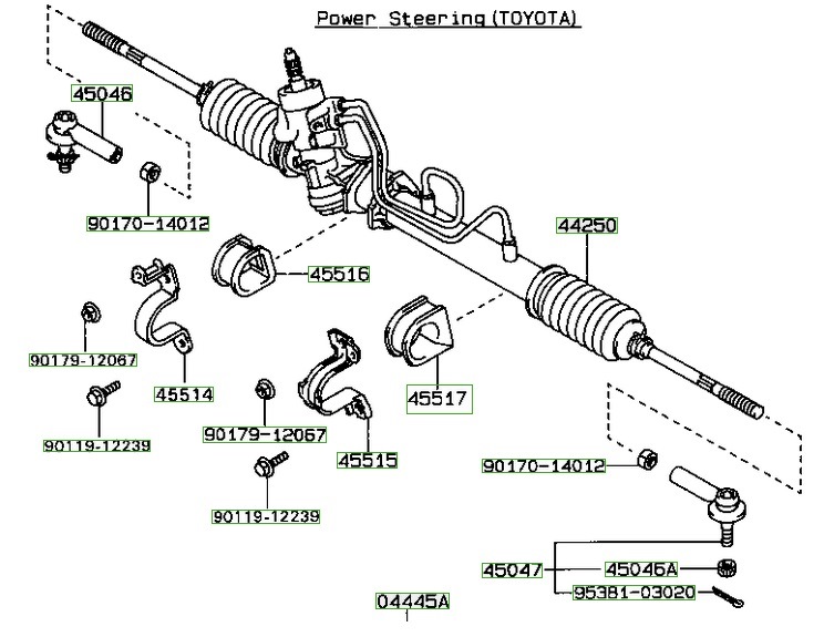 Рулевая рейка тойота схема. Рулевая рейка Тойота Спринтер ае110. Схема рулевой рейки Тойота Эстима 2001 год.
