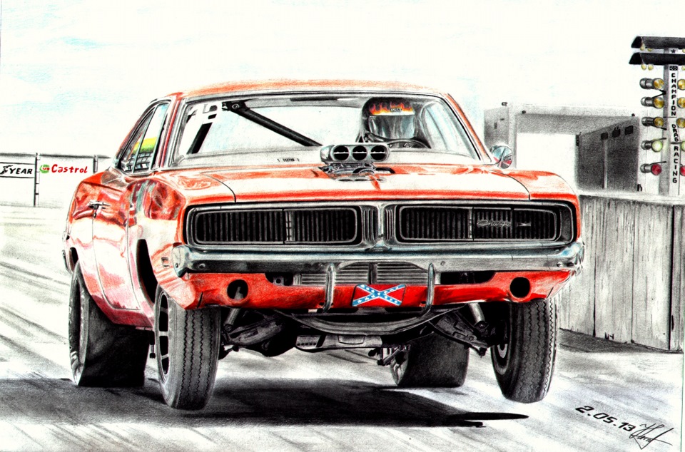 Нарисовать dodge charger