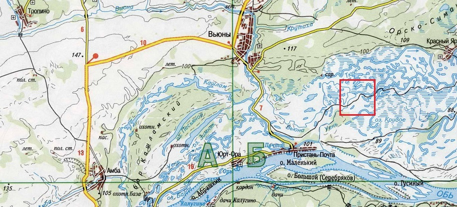 Река уень новосибирская область карта