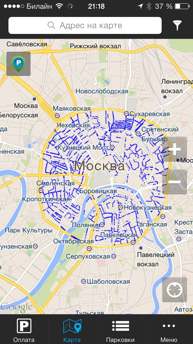 Карта стоянок в москве