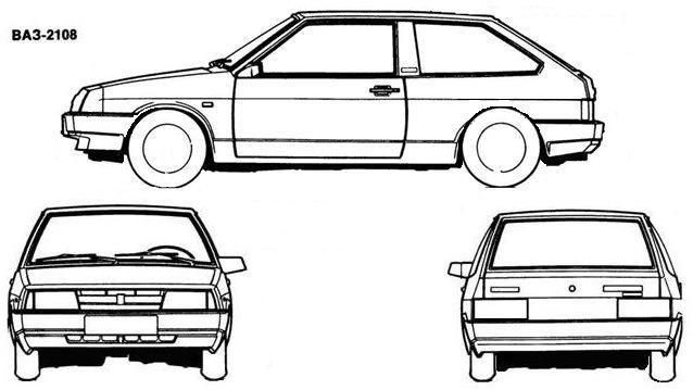 Ваз 2109 чертеж. Lada 2108 Blueprint.