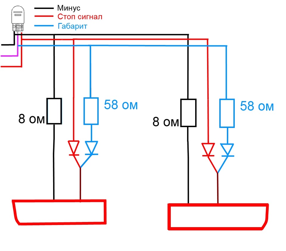 Схема стоп сигнала на светодиодах схема