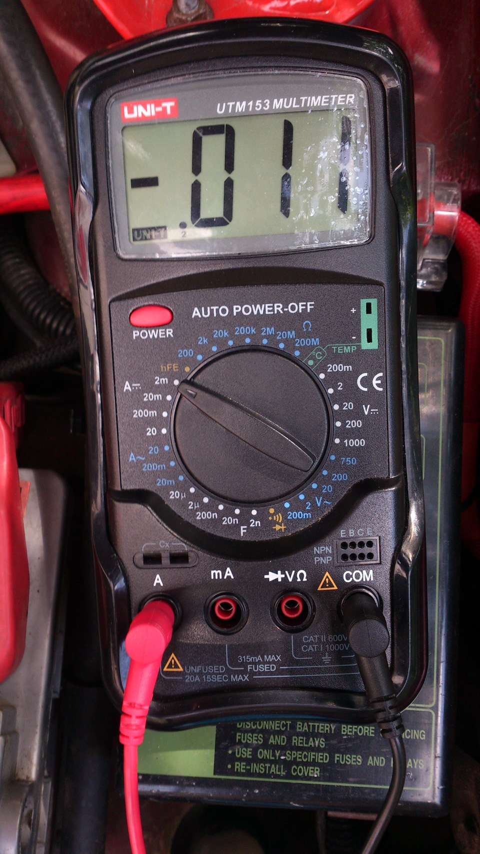 Измерение утечки тока аккумулятора — Daewoo Lanos, 1,5 л, 2004 года ...